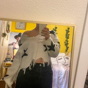 black and white star sweater